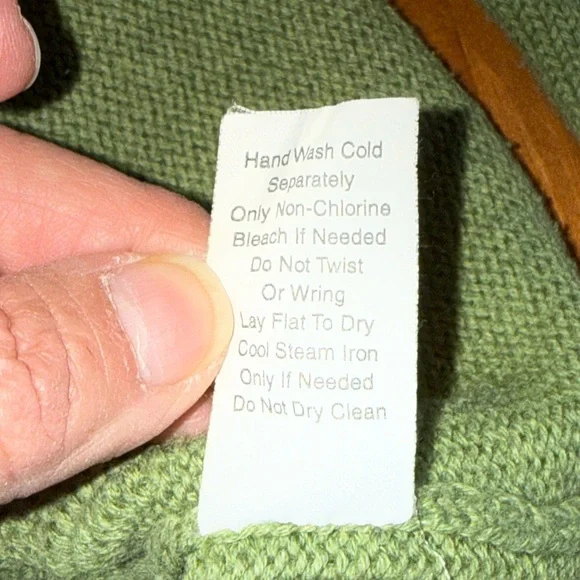 Green Sweater Collard L Applique Design Floral Snap Close 3/4 Sleeve Feminine - Picture 8 of 10